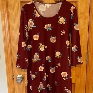 Scoop neck floral dress, nine britton, XL,